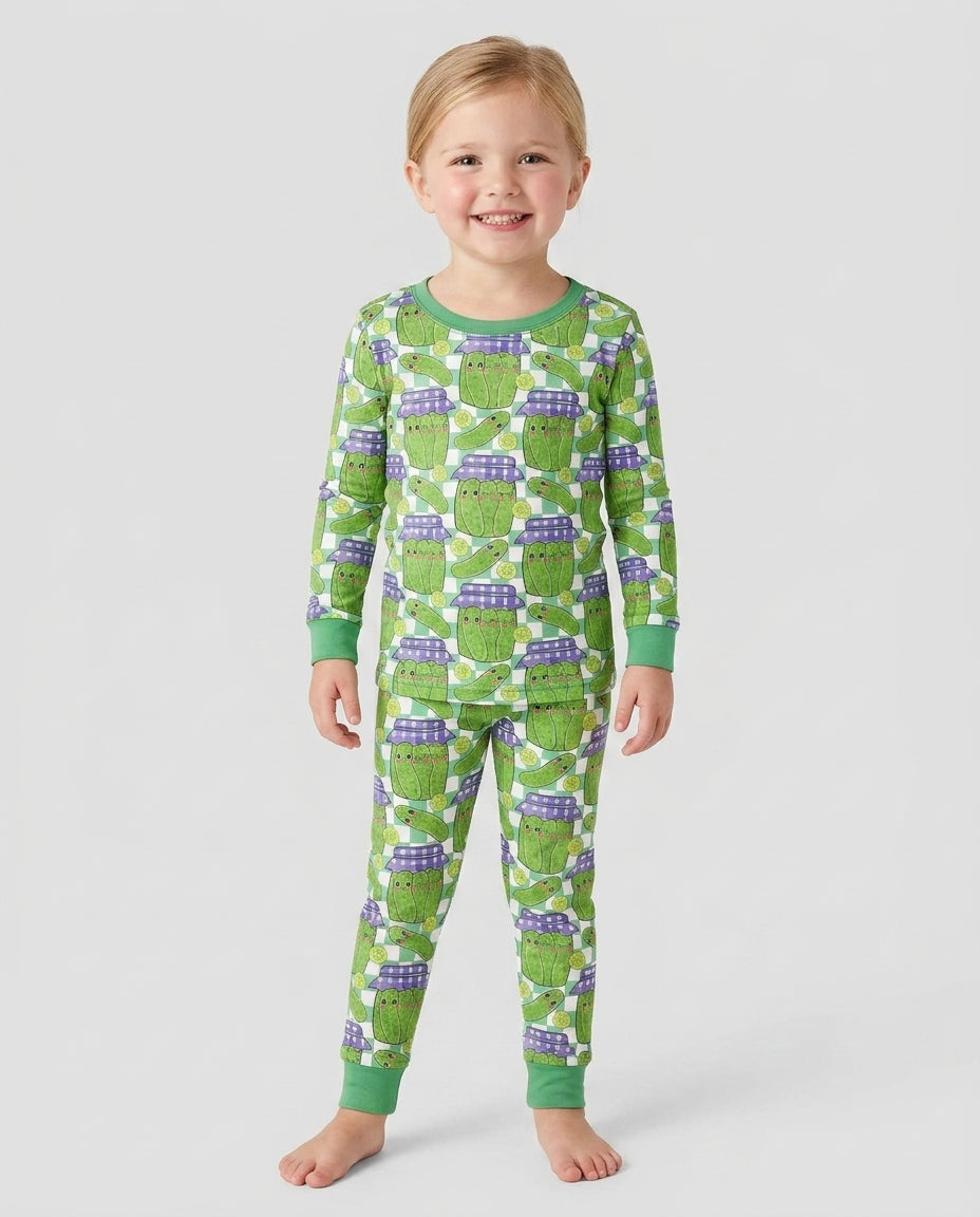 Kawaii Pickle Jar Bamboo Two Piece Long Sleeve Pajama Set