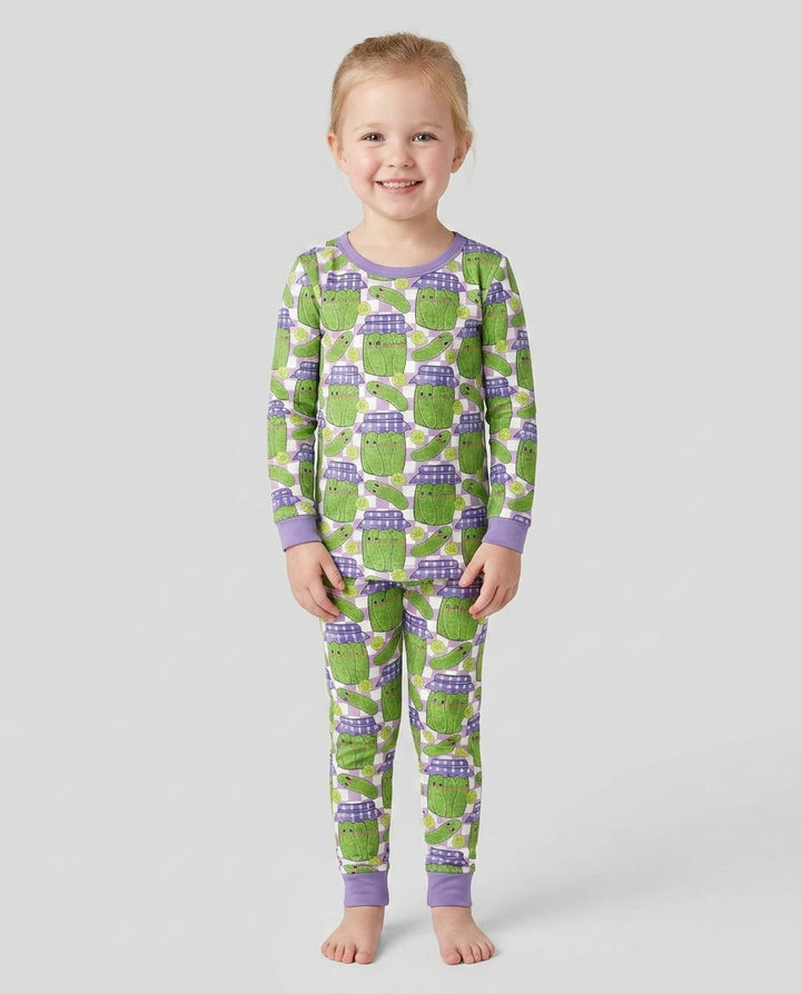 Kawaii Pickle Jar Bamboo Two Piece Long Sleeve Pajama Set