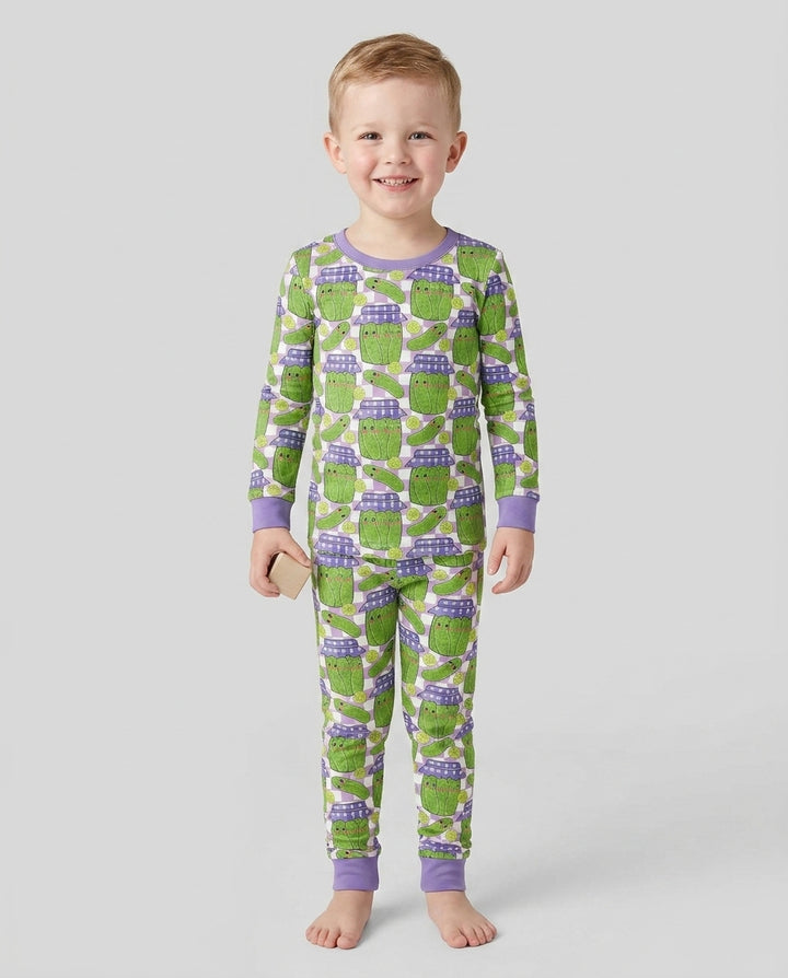 Kawaii Pickle Jar Bamboo Two Piece Long Sleeve Pajama Set