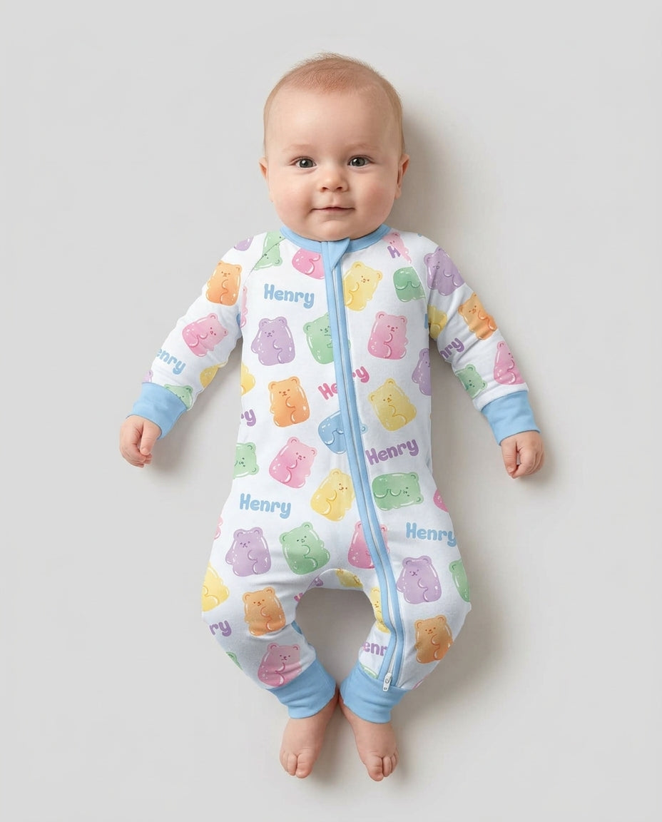 Kawaii Jelly Gummy Bears Custom Name Bamboo Convertible Zippy