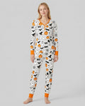 Halloween Boo & Pumpkin Glow In The Dark Bamboo Women Pyjamas Set