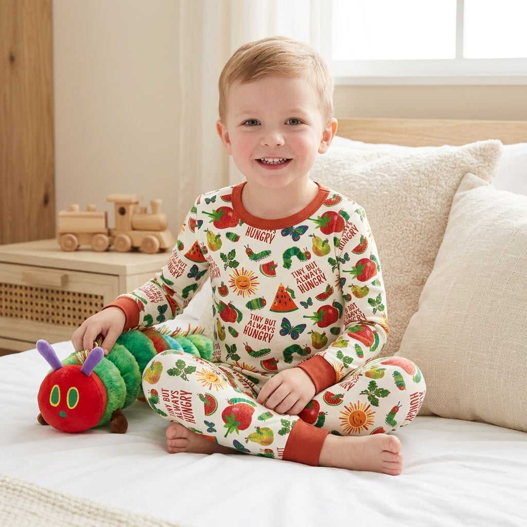 Tiny But Always Hungry Caterpillar Bamboo Two Piece Long Sleeve Pajama Set