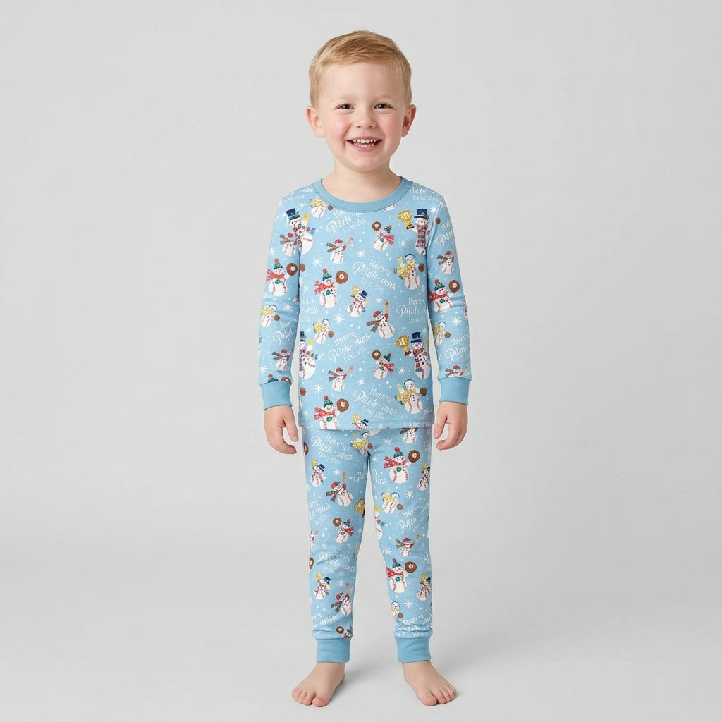 Custom Baseball Christmas Bamboo Two Piece Long Sleeve Pajama Set