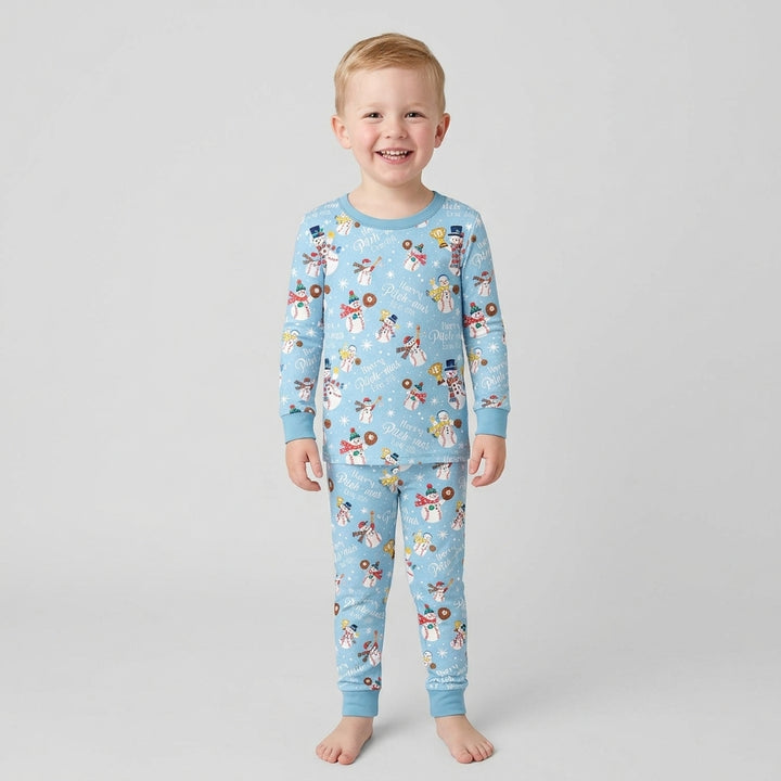 Custom Baseball Christmas Bamboo Two Piece Long Sleeve Pajama Set