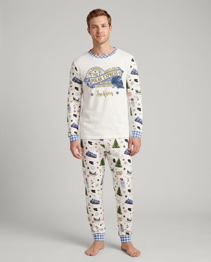 Custom Name North Pole Adventure Bamboo Men's Pajama Set
