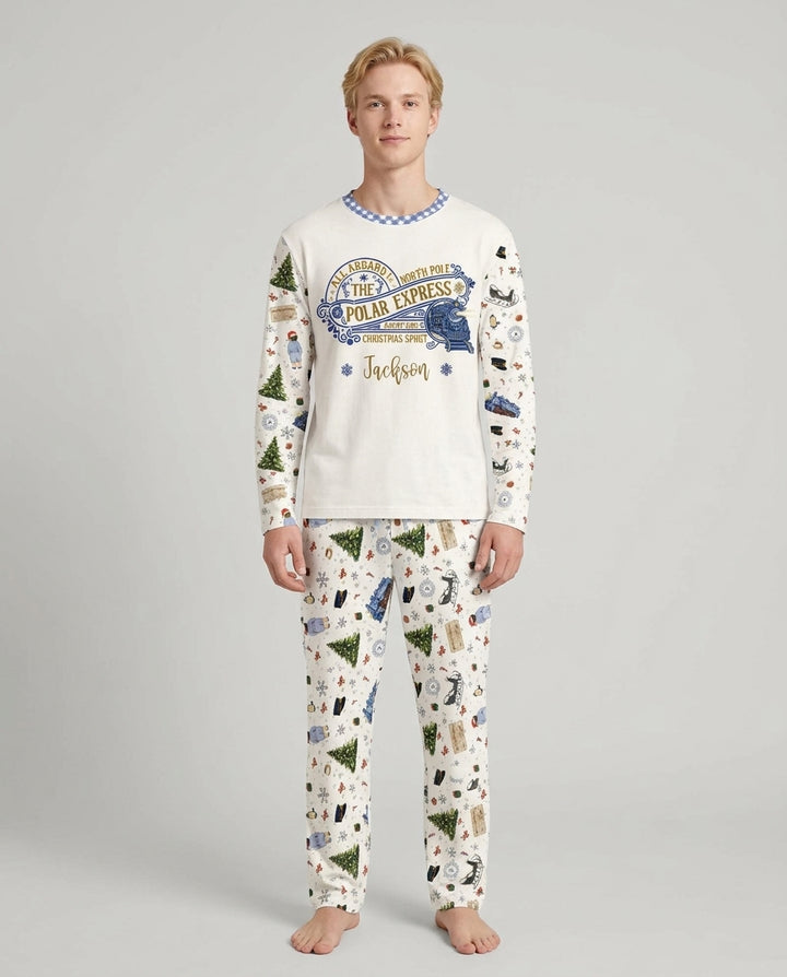 Custom Name North Pole Adventure Bamboo Men's Pajama Set