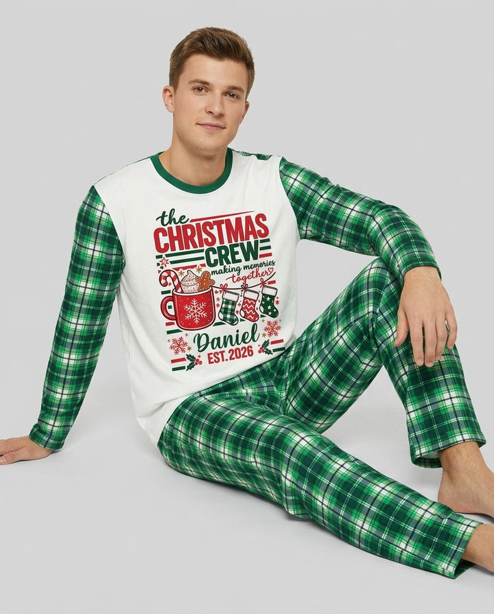 The Christmas Crew Custom Name Bamboo Men's Pajama Set