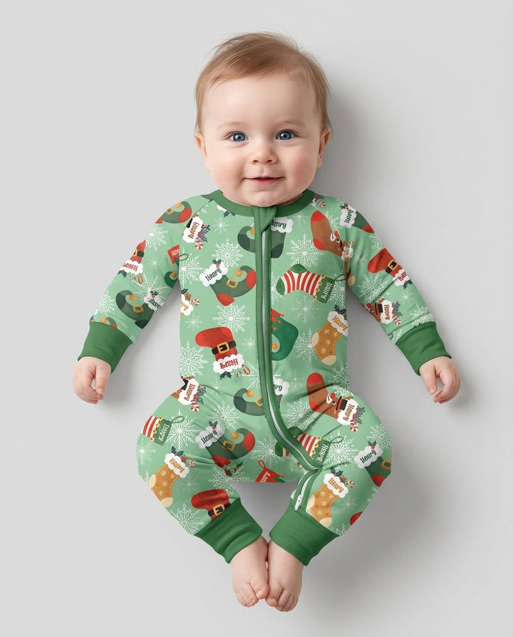 Personalize Christmas Crew Family Matching  Bamboo Convertible Zippy
