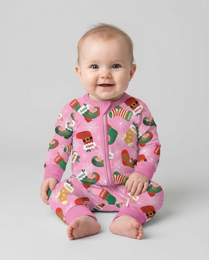 Personalize Christmas Crew Family Matching  Bamboo Convertible Zippy