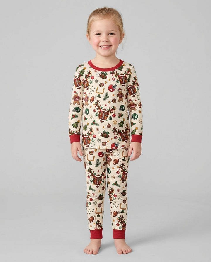 Football Christmas Merry Kickmas Bamboo Two Piece Long Sleeve Pajama Set