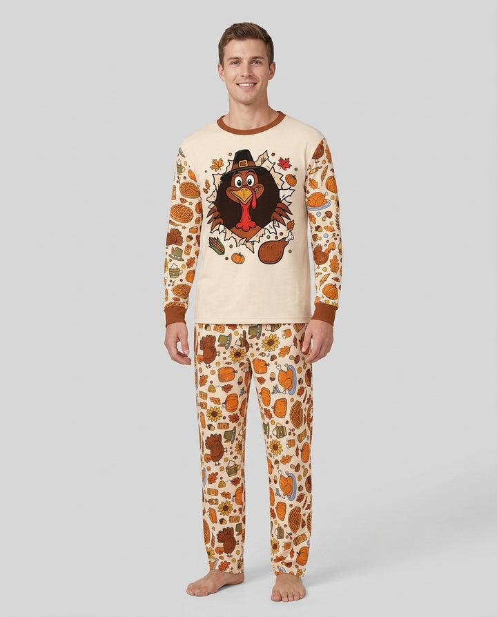 Funny Turkey on Thanksgiving Bamboo Men's Pajama Set