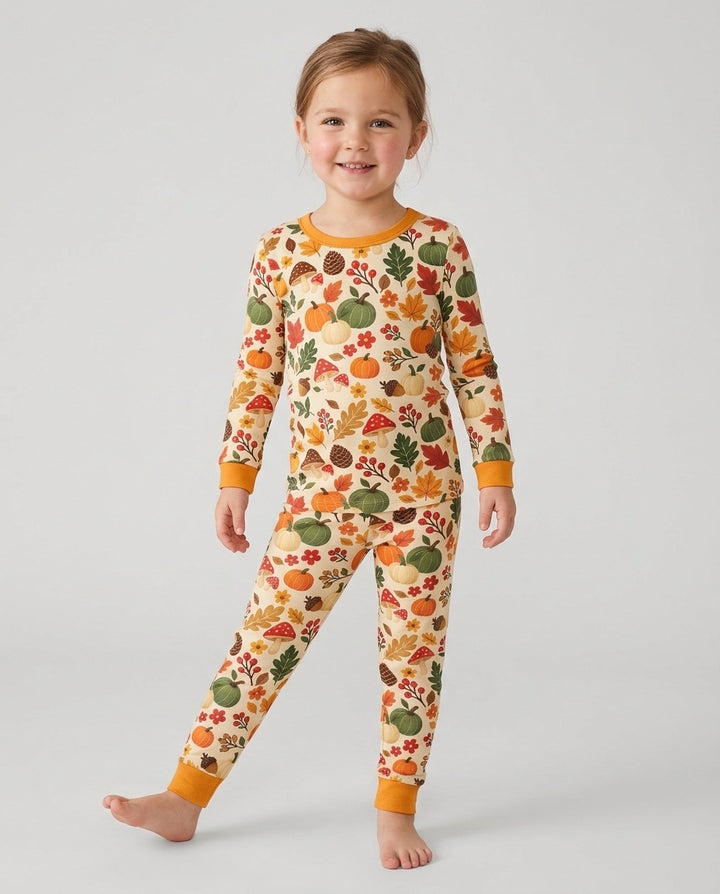 Cozy Forest Fall Bamboo Two Piece Long Sleeve Pajama Set