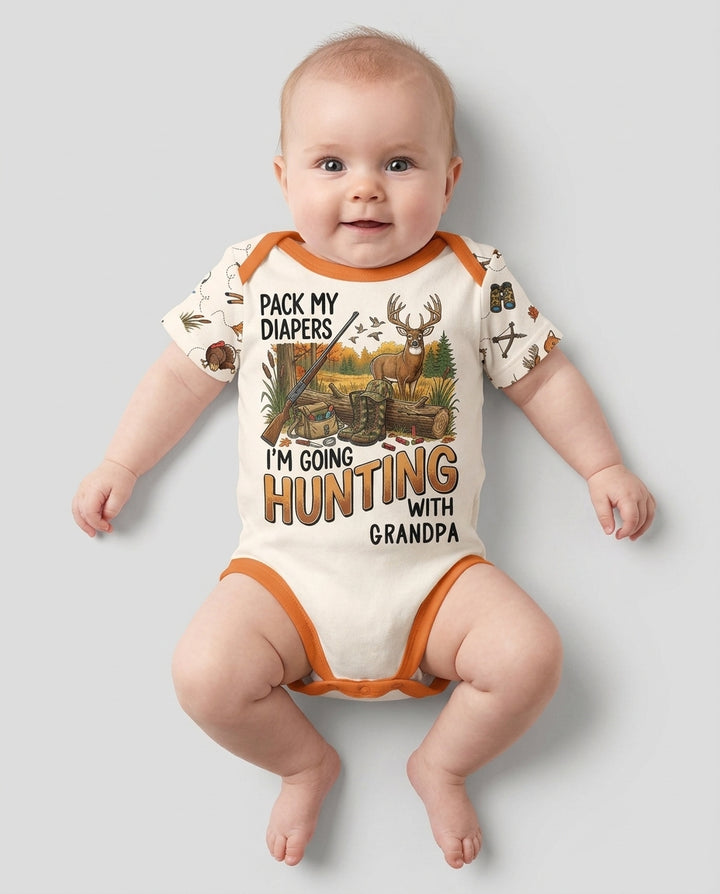 Personalized Pack My Diapers I'm Going Hunting Bamboo Bodysuit
