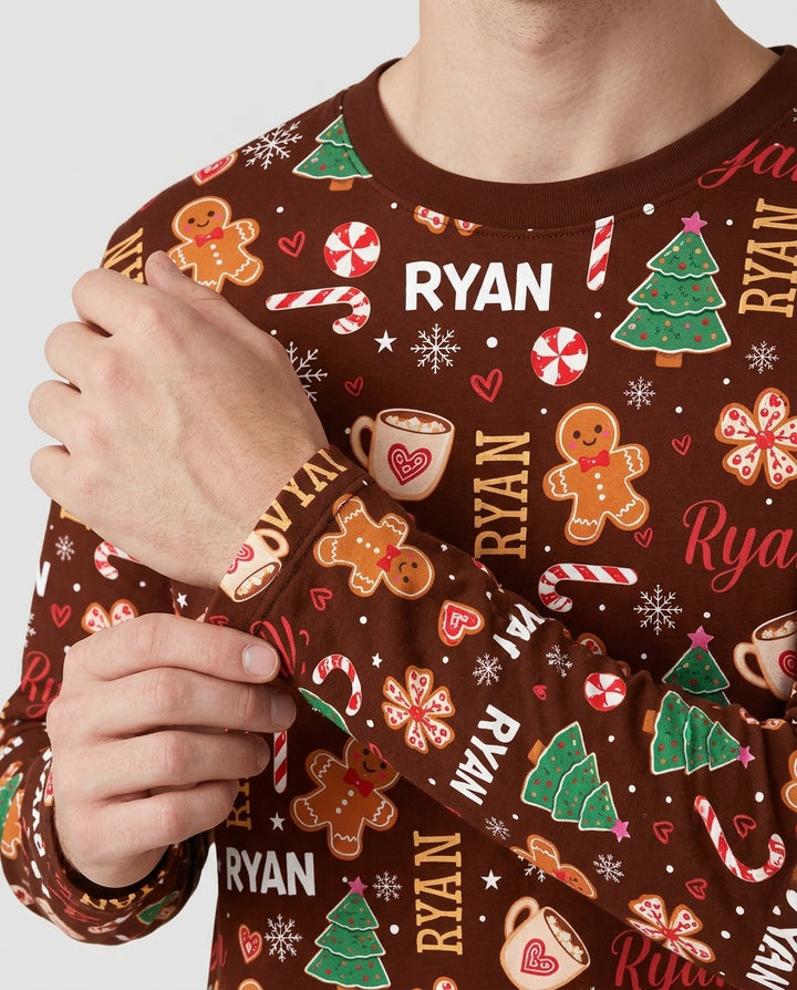 Custom Name Christmas Crew Family Matching Bamboo Men's Pajama Set