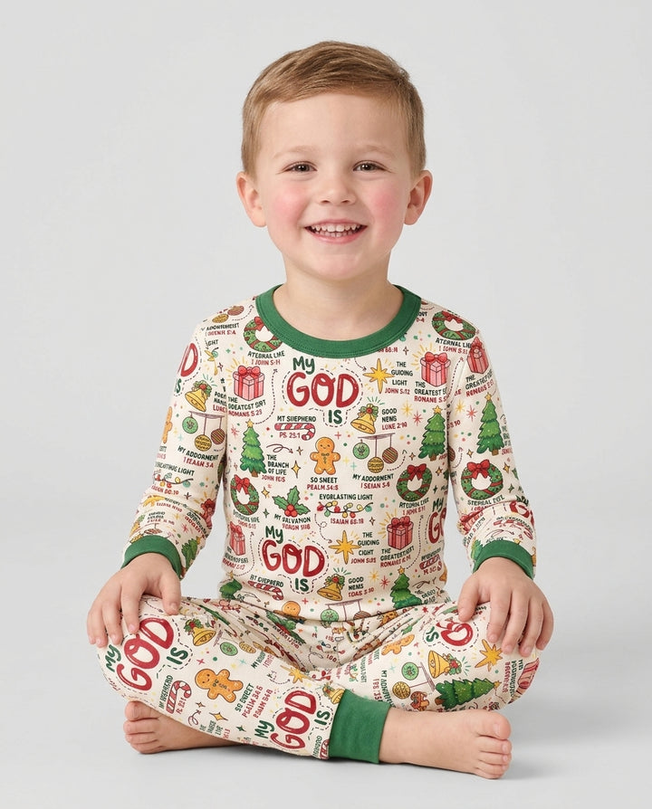 Christmas My God Is Bamboo Two Piece Long Sleeve Pajama Set