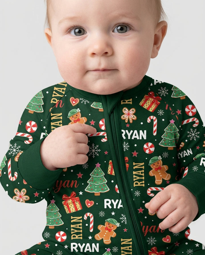 Custom Name Christmas Crew Family Matching Bamboo Convertible Zippy