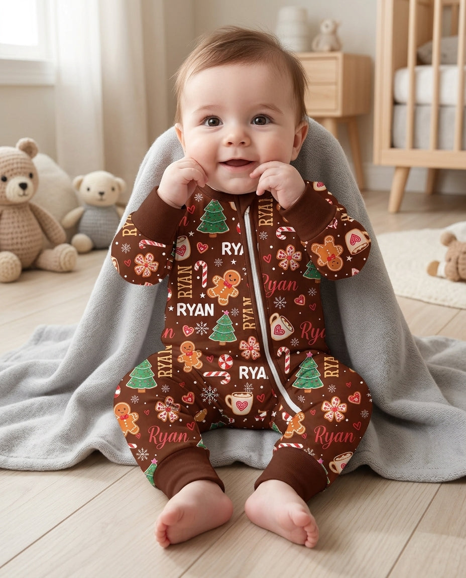 Custom Name Christmas Crew Family Matching Bamboo Convertible Zippy