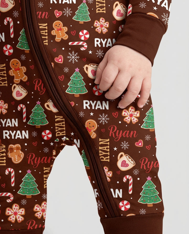 Custom Name Christmas Crew Family Matching Bamboo Convertible Zippy