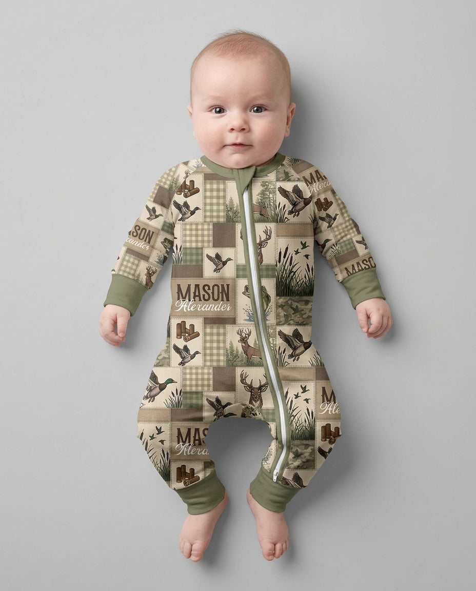 Personalized Hunting Patchwork Bamboo Convertible Zippy