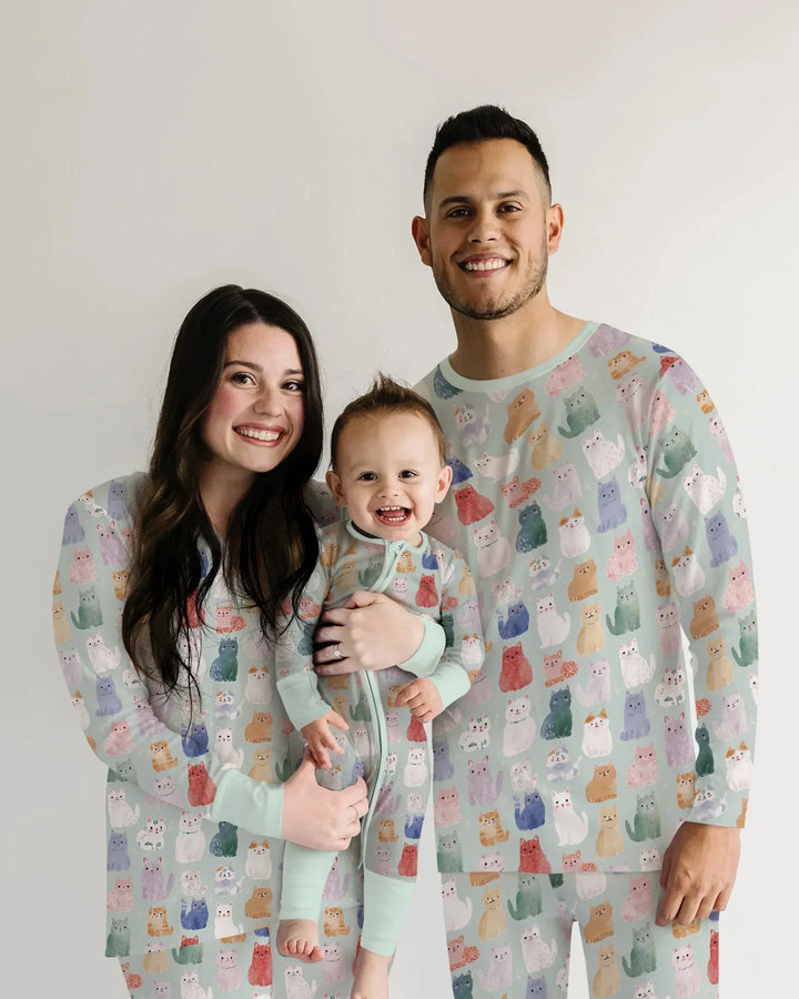 Enchanted Happy Kitty Family Matching Bamboo Women Pajama Set