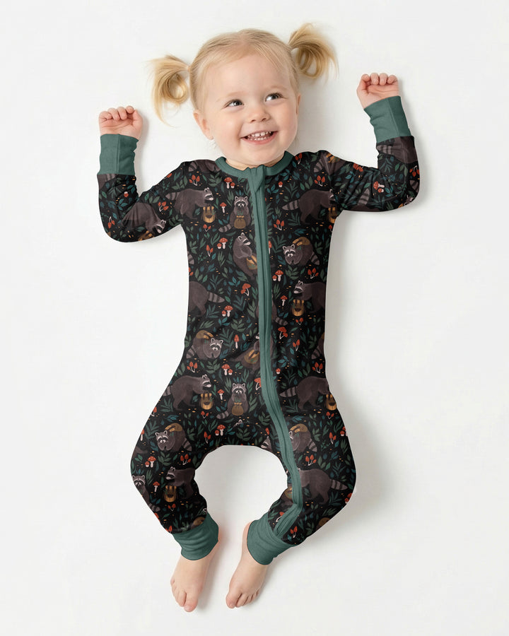 Raccoon And Whimsical Mushroom Bamboo Convertible Zippy