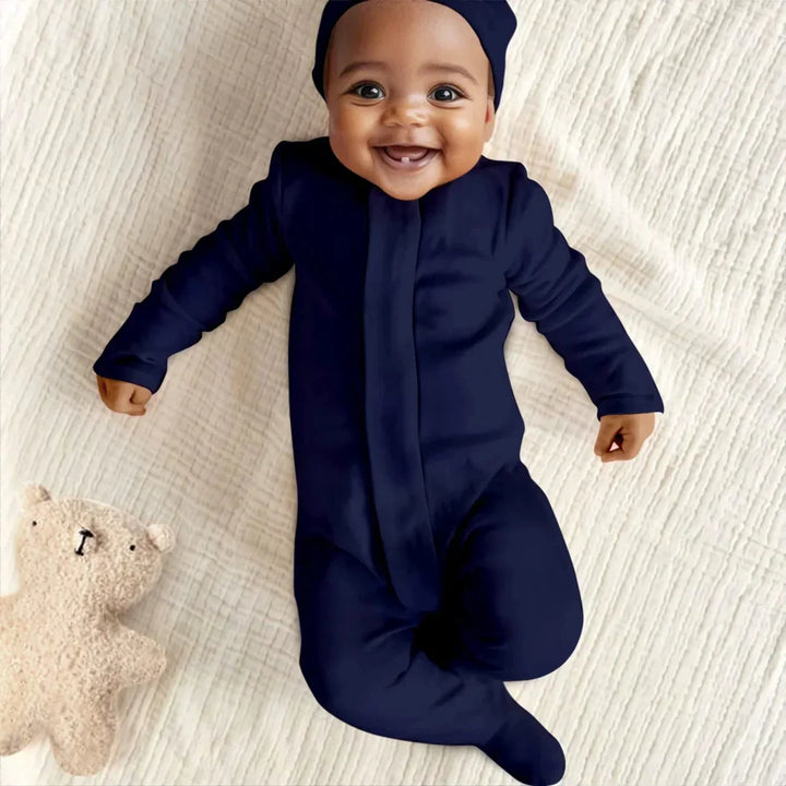 Navy Magnetic Footie Romper , Navy Magnetic Footie Romper - Newborn