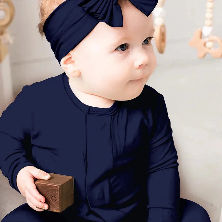 Navy Magnetic Footie Romper , Navy Magnetic Footie Romper - Newborn