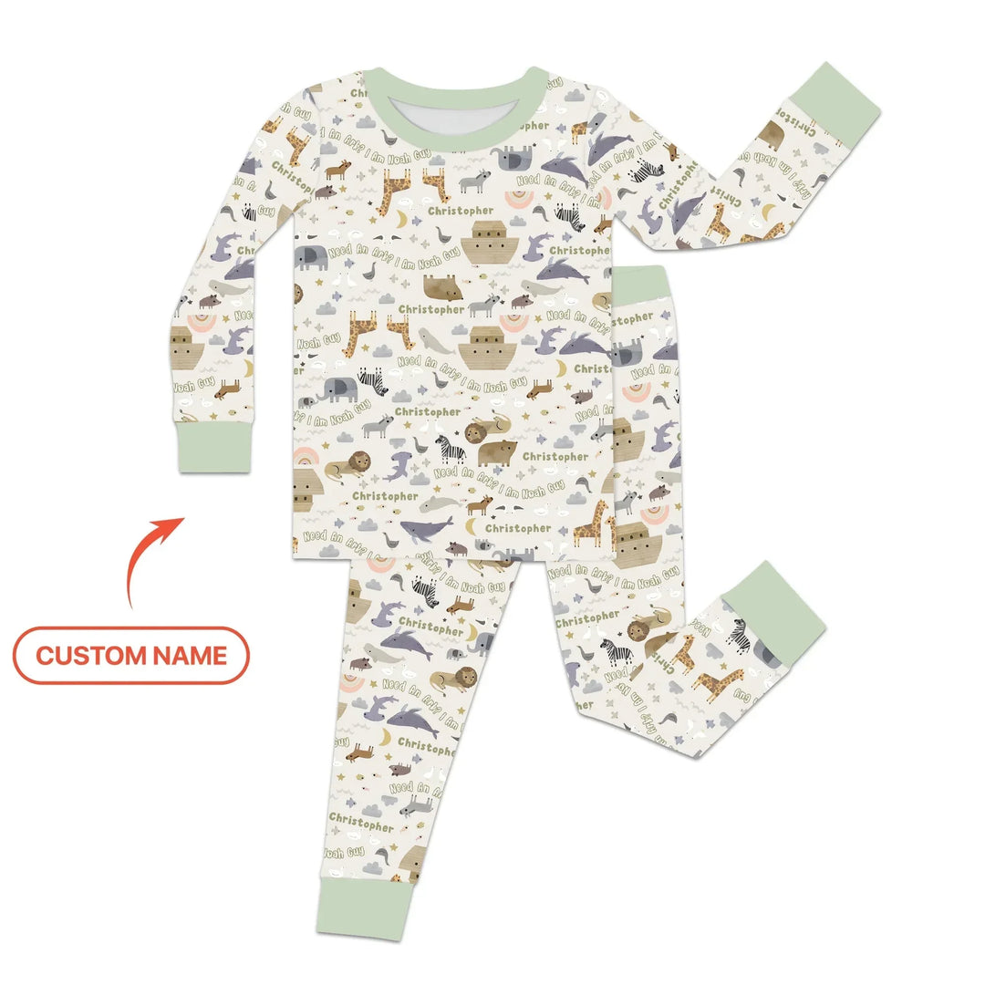 Need An Ark? I Noah Guy Custom Name Two Piece Long Sleeve Pajama Set , Need An Ark? I Noah Guy Custom Name Two Piece Long Sleeve Pajama Set - 12-18M
