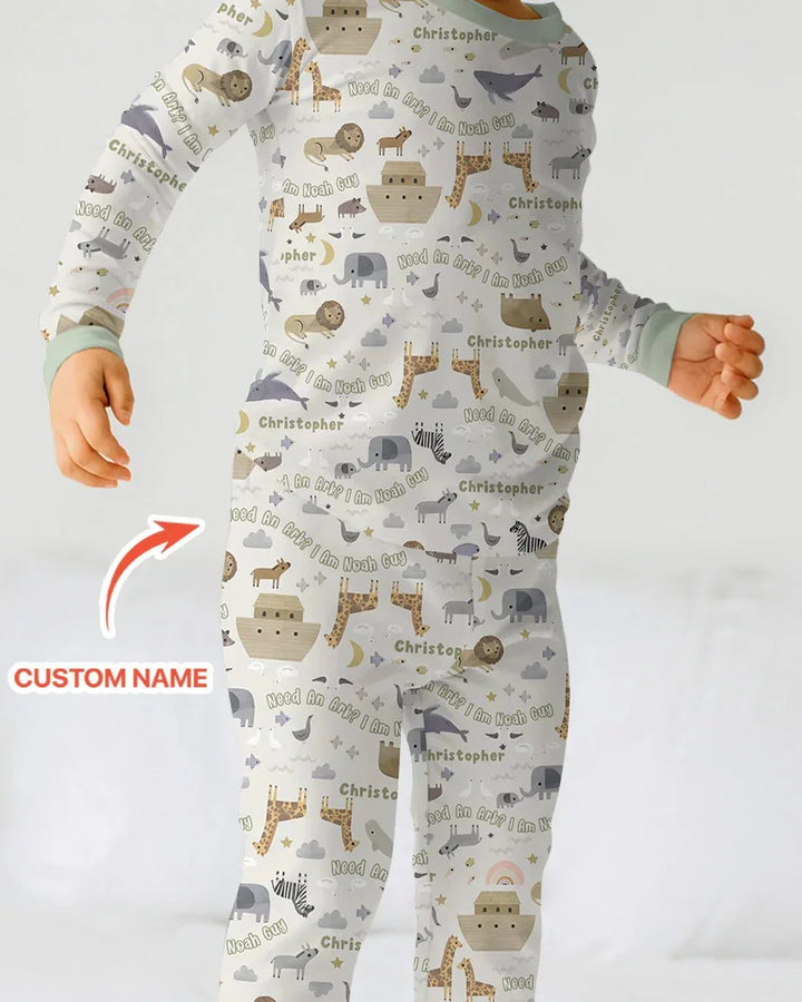 Need An Ark? I Noah Guy Custom Name Two Piece Long Sleeve Pajama Set , Need An Ark? I Noah Guy Custom Name Two Piece Long Sleeve Pajama Set - 12-18M