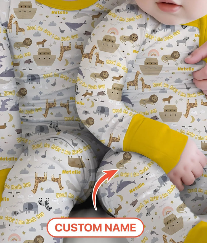 Need An Ark? I Noah Guy Custom Name Two Piece Long Sleeve Pajama Set , Need An Ark? I Noah Guy Custom Name Two Piece Long Sleeve Pajama Set - 12-18M