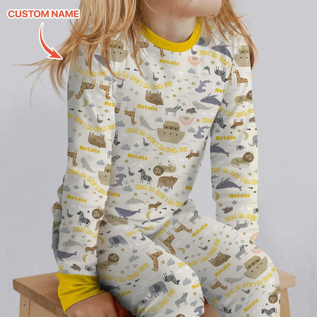Need An Ark? I Noah Guy Custom Name Two Piece Long Sleeve Pajama Set , Need An Ark? I Noah Guy Custom Name Two Piece Long Sleeve Pajama Set - 12-18M