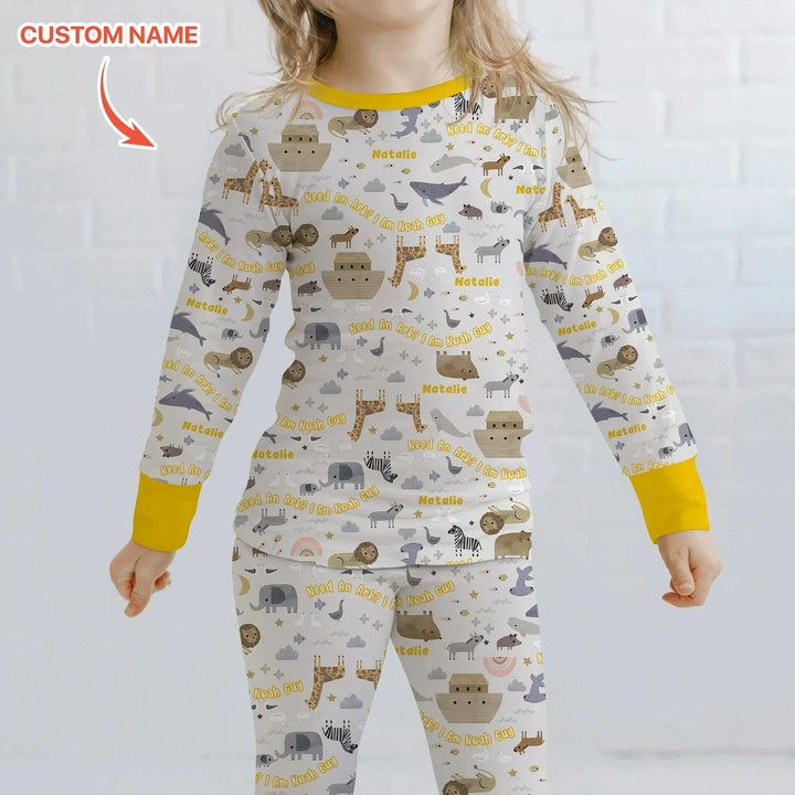 Need An Ark? I Noah Guy Custom Name Two Piece Long Sleeve Pajama Set , Need An Ark? I Noah Guy Custom Name Two Piece Long Sleeve Pajama Set - 12-18M