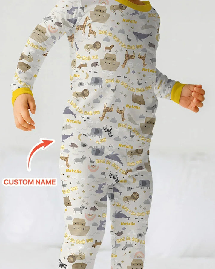 Need An Ark? I Noah Guy Custom Name Two Piece Long Sleeve Pajama Set , Need An Ark? I Noah Guy Custom Name Two Piece Long Sleeve Pajama Set - 12-18M