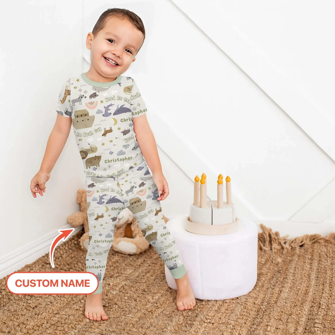 Need An Ark? I Noah Guy Custom Name Two Piece Short Sleeve Pajama Set , Need An Ark? I Noah Guy Custom Name Two Piece Short Sleeve Pajama Set - 12-18M