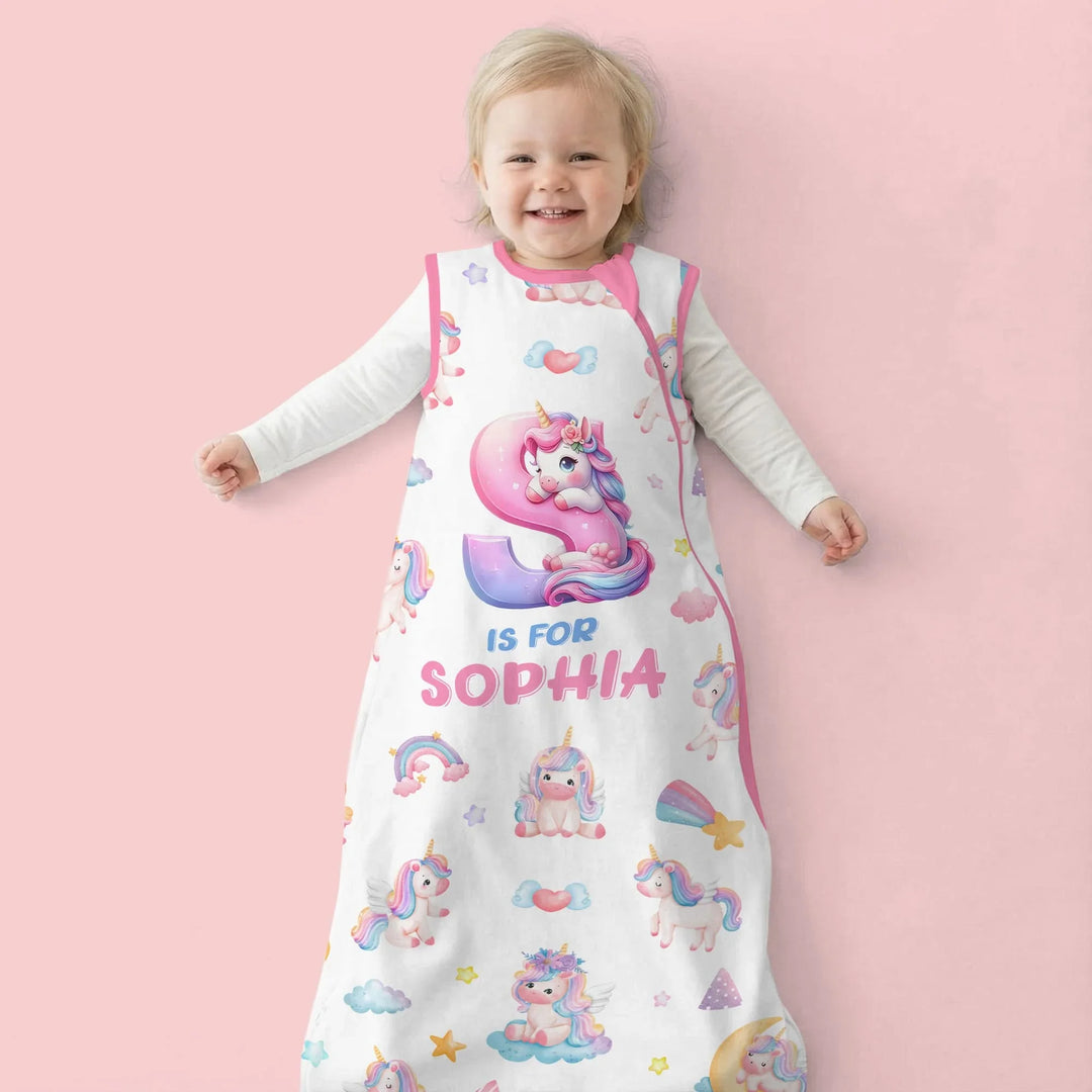 Unicorn Dreams Custom Name Bamboo Sleep Bag