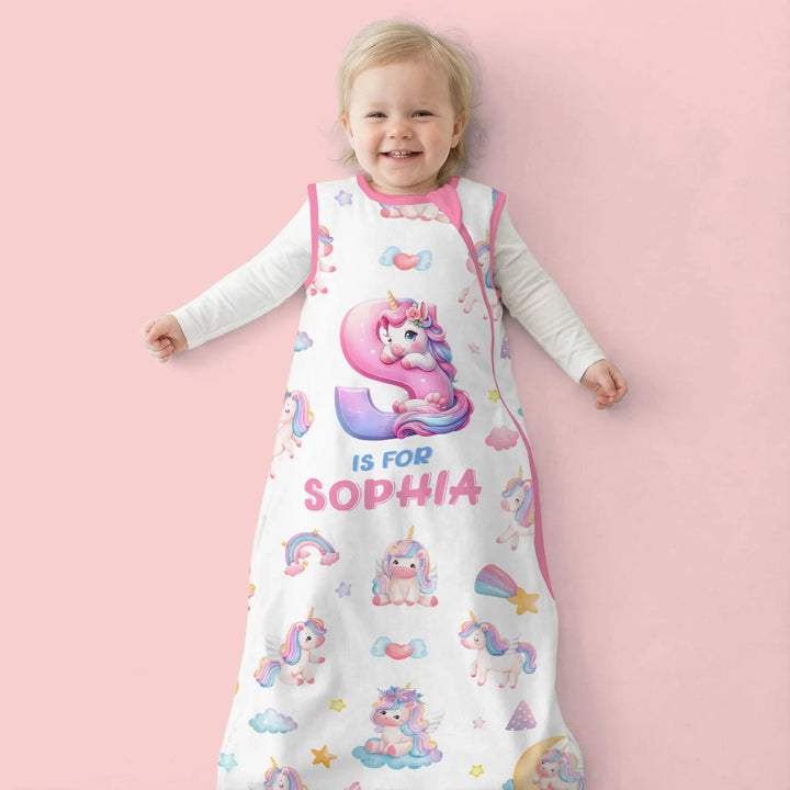 Unicorn Dreams Custom Name Bamboo Sleep Bag