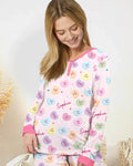 Custom Name Colorful Candy Hearts Family Matching Bamboo Women Pajama Set