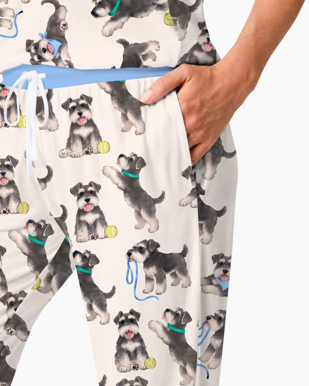 Playful Schnauzer Puppies Bamboo Women Pajama Set