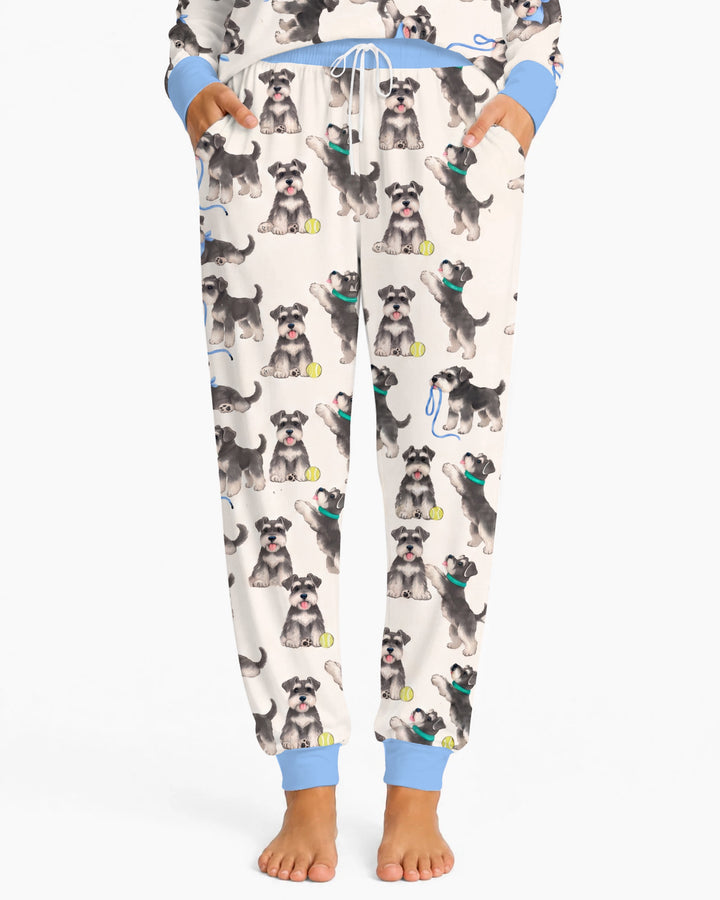 Playful Schnauzer Puppies Bamboo Women Pajama Set