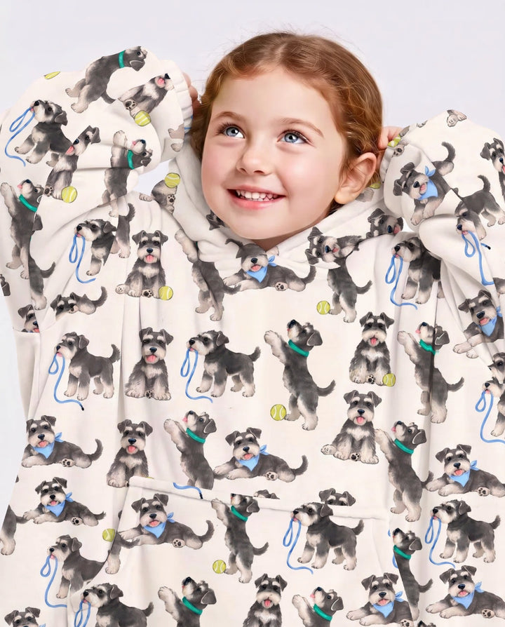 Playful Schnauzer Puppies Bamboo Blanket Hoodie