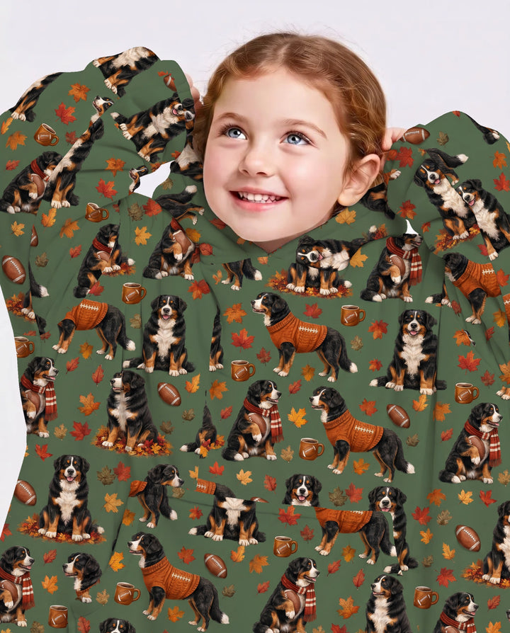 Fall Football Bernese Dogs Bamboo Blanket Hoodie
