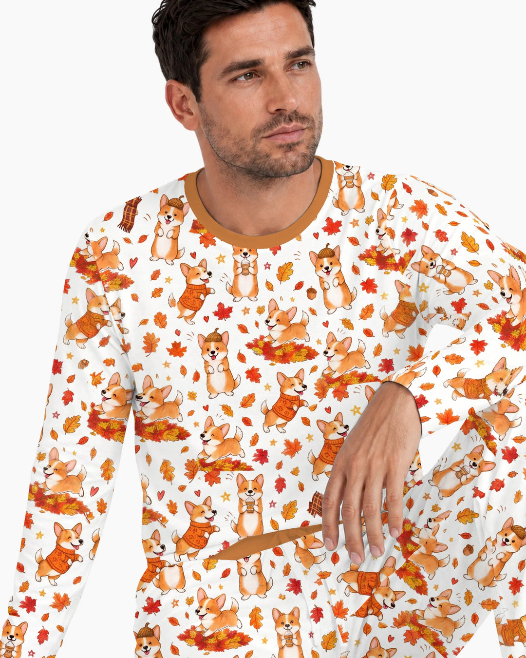 Happy Fall Corgis Bamboo Men's Pajama Set