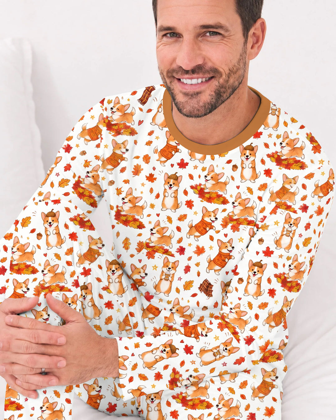 Happy Fall Corgis Bamboo Men's Pajama Set