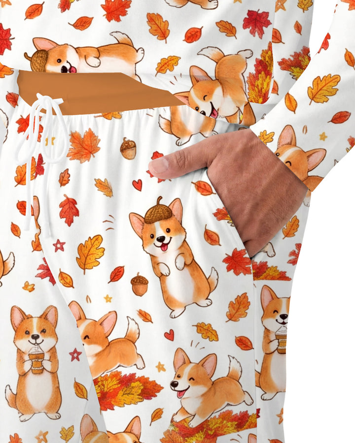 Happy Fall Corgis Bamboo Men's Pajama Set