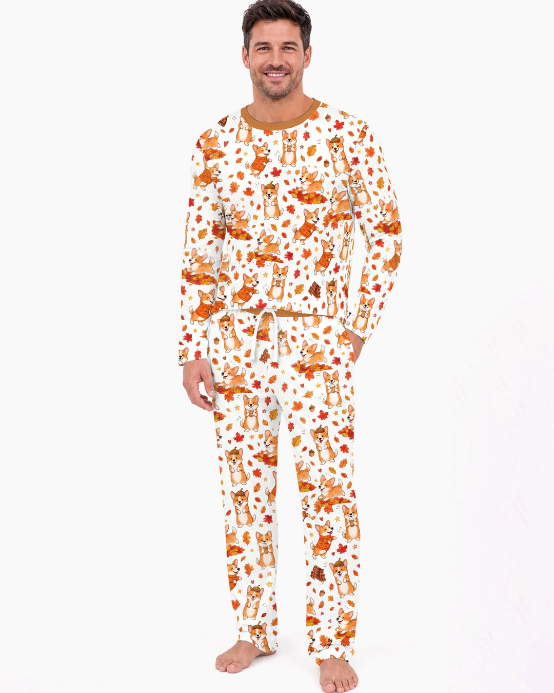 Happy Fall Corgis Bamboo Men's Pajama Set