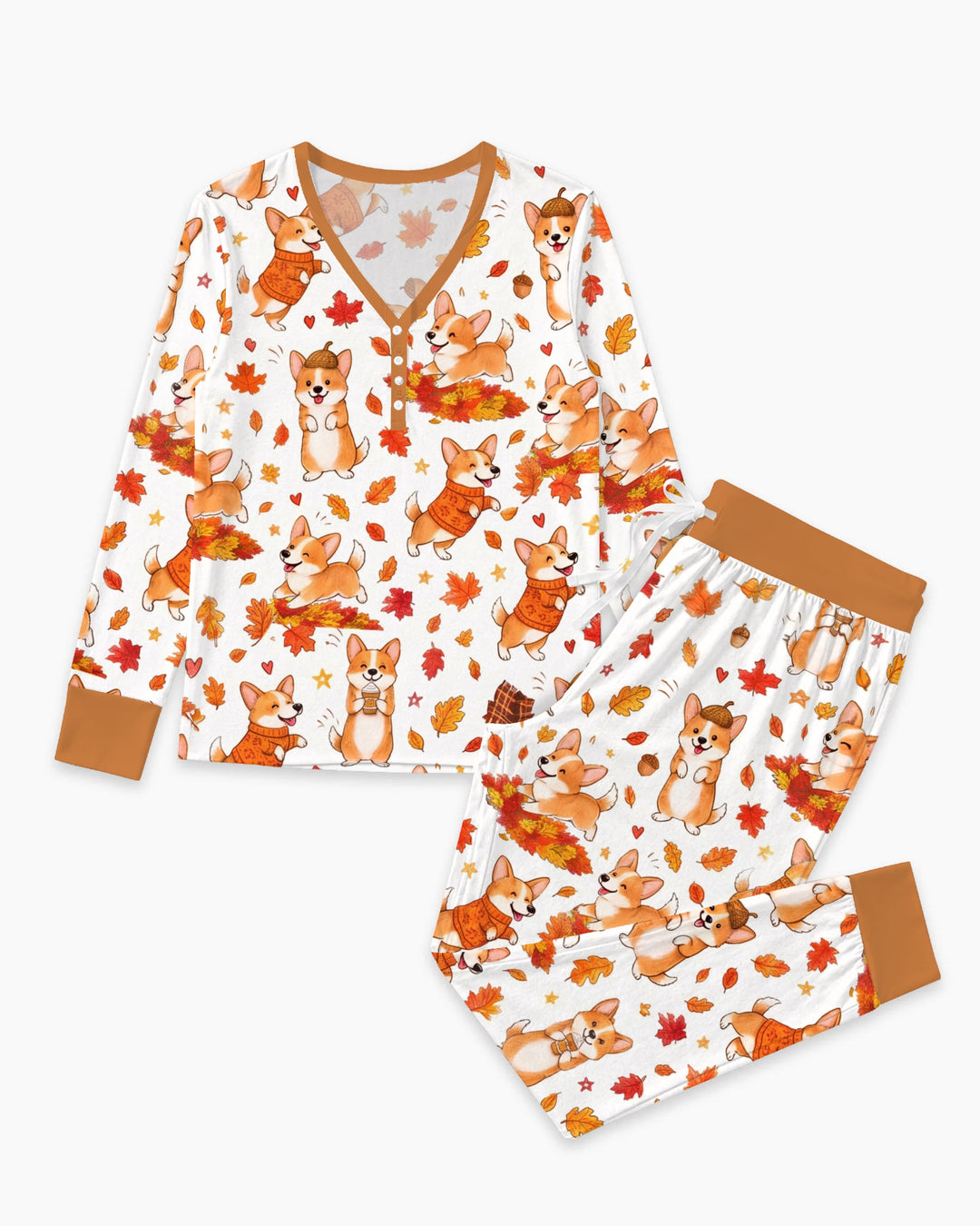 Happy Fall Corgis Bamboo Women Pajama Set