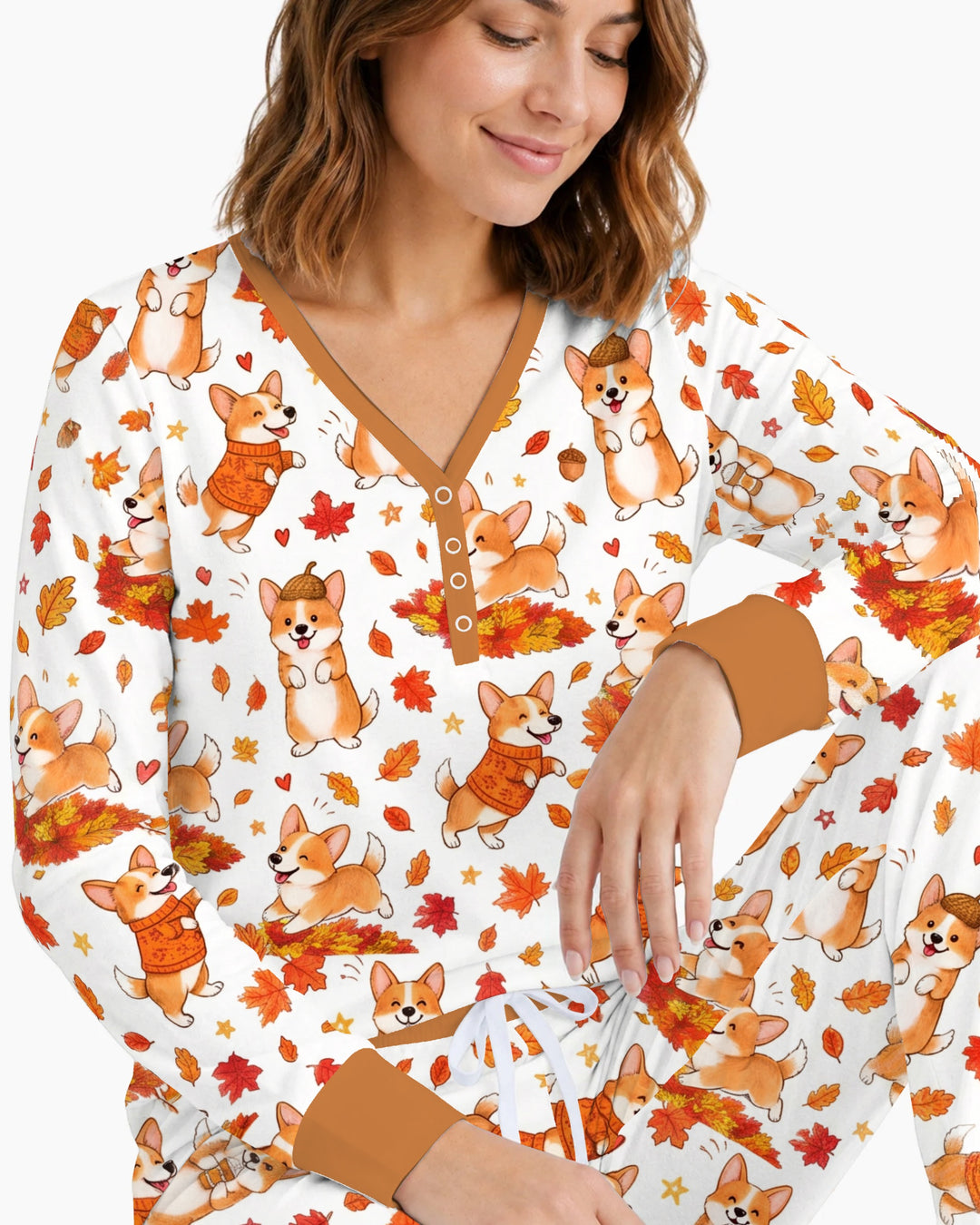 Happy Fall Corgis Bamboo Women Pajama Set