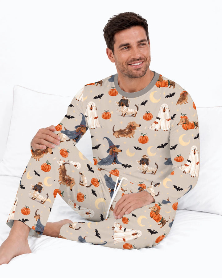 Spooky Dachshund Halloween Night Bamboo Men's Pajama Set