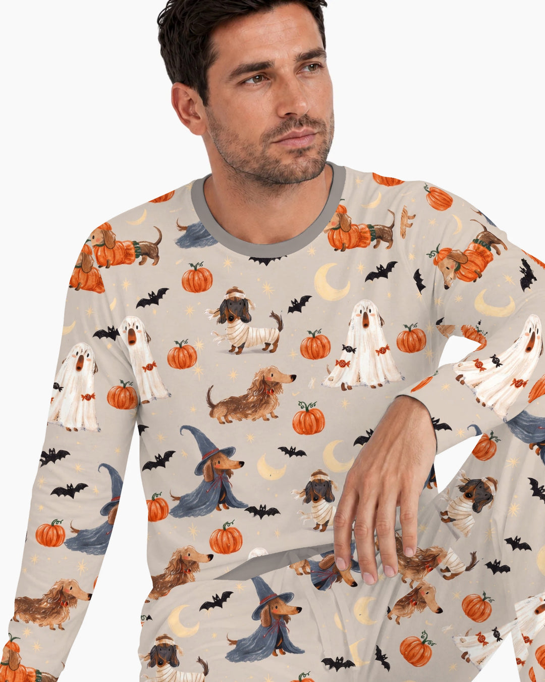 Spooky Dachshund Halloween Night Bamboo Men's Pajama Set