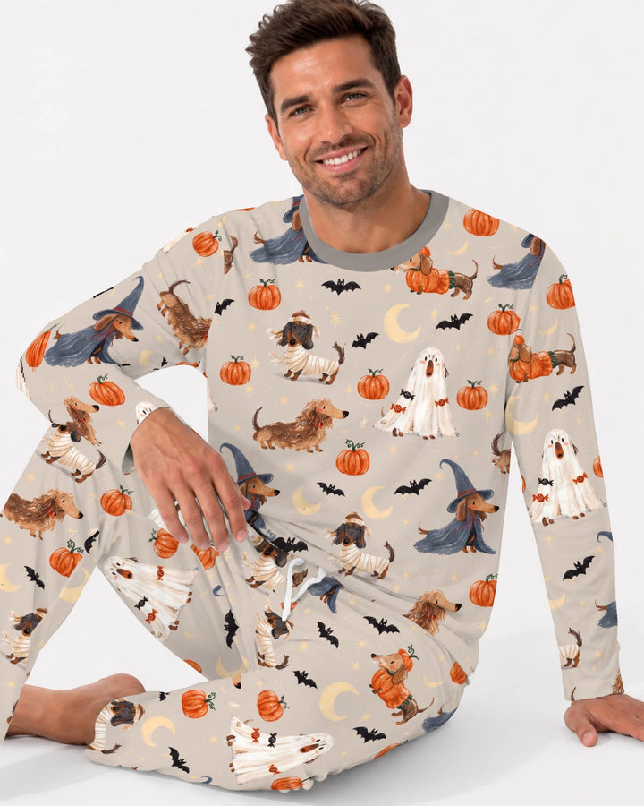 Spooky Dachshund Halloween Night Bamboo Men's Pajama Set